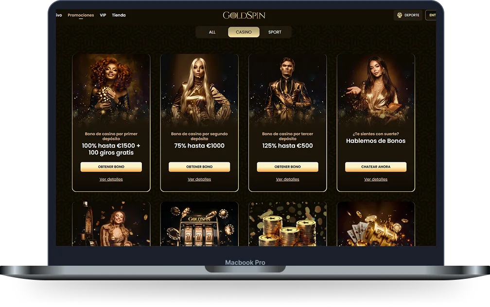 GoldSpin casino página de promociones con bonos de depósito y ofertas especiales